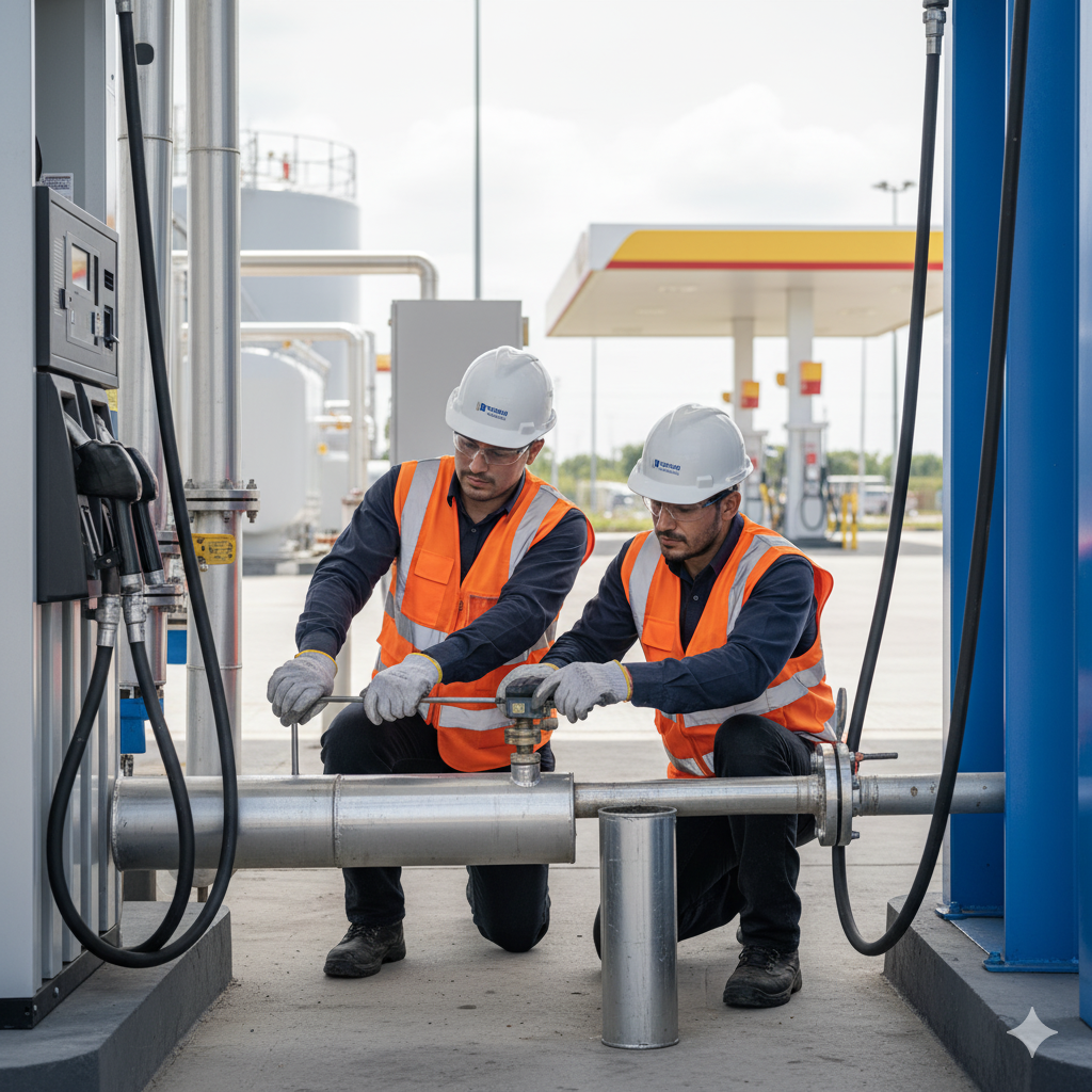 Instalasi peralatan industri oleh teknisi CV Lobu Teknik